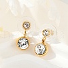 304 Stainless Steel Rhinestone Dangle Stud Earrings EJEW-G423-17G-01-1