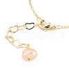Natural Strawberry Quartz & Pearl Beaded Whale Tail Pendant Necklace with Brass Cable Chains for Women NJEW-T015-02G-5