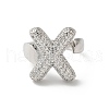 Letter Brass Micro Pave Clear Cubic Zirconia Open Cuff Ring for Women RJEW-N046-03X-P-2