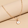 Alloy White Enamel Disc with Initial Pendant Necklaces for Women WG552C5-24-1