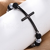 Round Synthetic Howlite &  Natural Lava Rock Bead Stretch Bracelets BJEW-F493-04EB-02-5