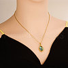 304 Stainless Steel Pave Natural Paua Shell Lace Edged Oval Pendant Necklaces Simple High-end Design UA7477-3-3