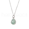 Teardrop Faceted Natural Mixed Stone Pendant 304 Stainless Steel Cable Chain Necklaces for Women NJEW-JN05288-4
