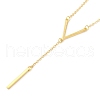 Alloy V Shaped Tassel Pendant Cable Chain Necklaces for Women NJEW-M012-02G-2