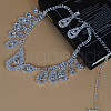 Teardrop Brass Rhinestone Pendant Necklaces & Stud Dangle Earrings Sets for Women WGD620E-02-4
