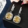925 Sterling Silver Micro Pave Cubic Zirconia Dangle Hoop Earrings EJEW-F371-01A-02-5
