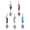 Natural & Synthetic Gemstone Chip with Alloy Charm Pendant Decorations HJEW-JM02527-1