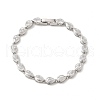 Clear Cubic Zirconia Teardrop Link Chain Bracelet BJEW-E073-03P-1