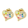Heart Real 18K Gold Plated Brass Stud Earrings EJEW-L269-106G-02-1