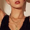 Brass Micro Pave Clear Cubic Zirconia 3 Layered Star & Rectangle with Rose Pendant Necklaces for Women FS-WG2F54E-01-1