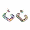 Ion Plating(IP) 304 Stainless Steel Chain Shape Stud Earrings EJEW-F283-03MC-1