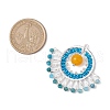 Natural Malaysia Jade(Dyed) & Glass Seed Beads Fan Pendants PALLOY-MZ00308-02-2