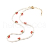 Round Shell Pearl Cherry Beaded Necklaces NJEW-TA00001-1