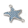 Brass Micro Pave Deep Sky Blue Cubic Zirconia Connector Charms KK-C086-14P-02-2