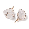 Raw Rough Natural Quartz Crystal Copper Wire Wrapped Big Pendants G-B077-01G-03-2