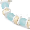 Transparent Glass Round Beads & Natural White Shell & Wood Beads Stretch Bracelets for Men Women BJEW-JB11846-02-3