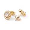 Cubic Zirconia & Rhinestone Heart Stud Earrings EJEW-A080-03G-2