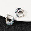 Oval Brass Micro Pave Colorful Cubic Zirconia Hoop Earrings EJEW-S277-10P-B-2