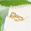 Hollow Double Heart Brass Micro Pave Clear Cubic Zirconia Open Cuff Rings for Women RJEW-G343-14G-3