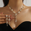 Ear of Wheat Alloy Crystal Rhinestone Pendant Necklaces & Stud Dangle Earrings Sets FS-WGD4E70-01-1