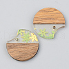 Transparent Resin & Walnut Wood Pendants RESI-S389-038A-D01-2