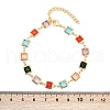 304 Stainless Steel Square Link Bracelets for Woman BJEW-S157-09G-5