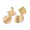 304 Stainless Steel Oval with Rhombus Dangle Stud Earrings for Women EJEW-G328-18-3