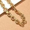 304 Stainless Steel Textured Double Ring Link Chain Necklaces NJEW-S453-02G-B-2