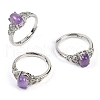 Oval Natural Amethyst Adjustable Rings RJEW-Q819-01P-10-1