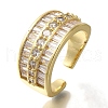Rack Plating Brass Clear Cubic Zirconia Wide Open Cuff Rings RJEW-S411-20G-1