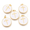 Brass Enamel Pendants KK-B027-02G-B-1