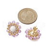 Flower Glass Seed Beaded with Natural Mashan Jade Stud Earrings for Women EJEW-MZ00208-03-4