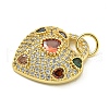 Rack Plating Brass Pave Cubic Zirconia Pendants KK-U029-08G-02-2