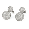 Flat Round Clear Cubic Zirconia Stud Earrings EJEW-S235-03G-1