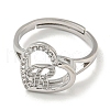 Heart with Letter Rack Plating Brass Micro Pave Cubic Zirconia Adjustable Rings for Women RJEW-I105-06P-R-2