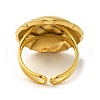 Ion Plating(IP) 304 Stainless Steel Flower Open Cuff Ring for Women RJEW-C083-13G-3