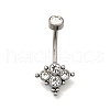 304 Stainless Steel Clear Cubic Zirconia Curved Barbell Belly Button Rings AJEW-D306-03P-03-2