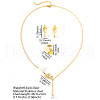 Leaf 304 Stainless Steel with Plastic Pearl Pendant Necklaces & Stud Dangle Earrings & Rings Sets FS-WGEF780-01-3