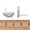Half Round Brass Micro Pave Clear Cubic Zirconia Stud Earrings EJEW-M077-08P-3