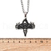 304 Stainless Steel Viking Deer Skull Cross Pendant Twisted Chain Necklaces for Men NJEW-S440-04AS-3