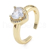Rack Plating Brass Micro Pave Clear Cubic Zirconia Cuff Finger Rings for Women RJEW-M028-49G-3