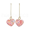 2 Pairs 2 Styles Heart & Flower Resin Dangle Hoop Earrings EJEW-JE06352-4