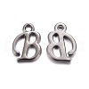 Gunmetal Plated Alloy Letter Pendants PALLOY-P097-03-B-1