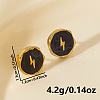 Stylish Stainless Steel Flat Round with Lightning Bolt Stud Earrings OU9533-3-2