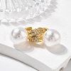 Plastic Pearl Dangle Hoop Earrings with Clear Cubic Zirconia EJEW-A070-08G-2