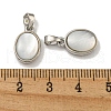Rack Plating Brass Pave Natural White Shell Oval Charms KK-U025-07P-01-3
