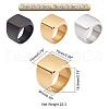 Unicraftale 3Pcs 3 Colors 304 Stainless Steel Signet Open Cuff Rings RJEW-UN0001-27-6