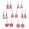 7Pcs 7 Styles Awareness Ribbon Theme Alloy Enamel Dangle Earrings EJEW-JE06455-2