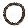 Natural Coconut Rondelle Beads Stretch Bracelets for Women BJEW-JB11635-01-2