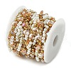 10M Ion Plating(IP) 304 Stainless Steel & ABS Plastic Pearl Bead & Butterfly Glass Link Chains CHS-G035-04G-08-3